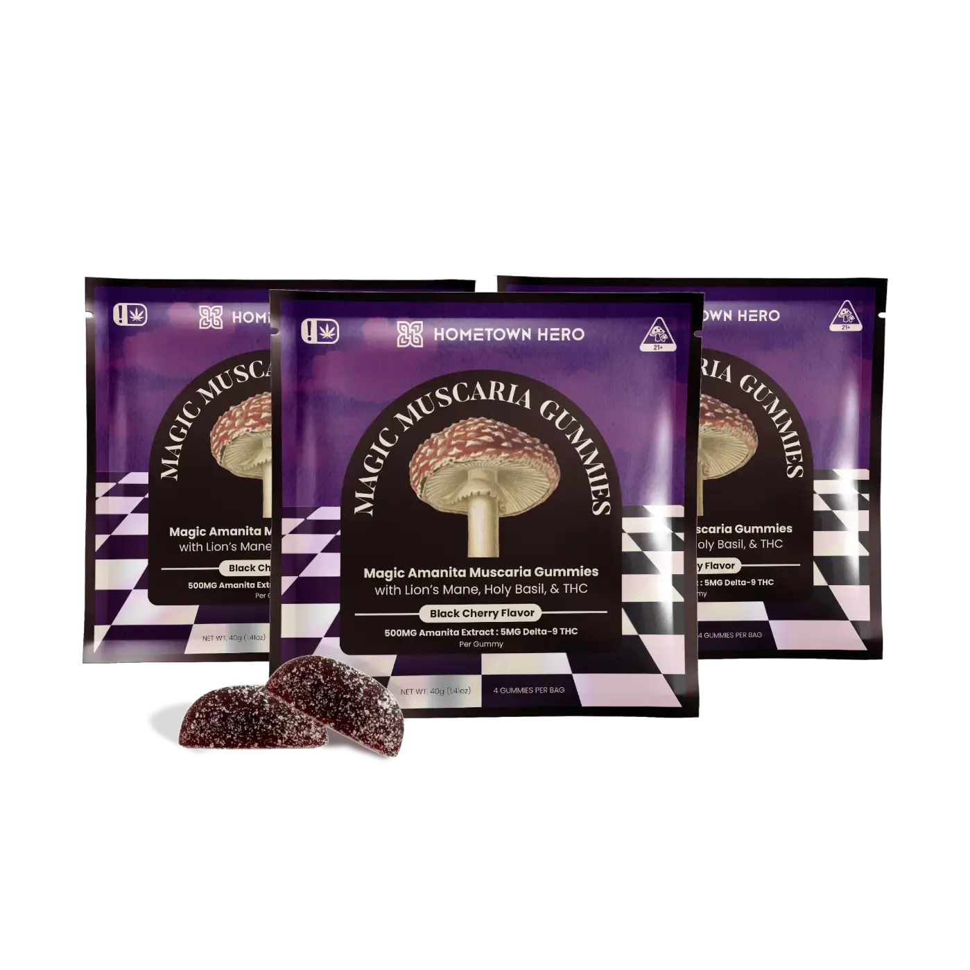 3 packs of black cherry thc mushrooom gummies