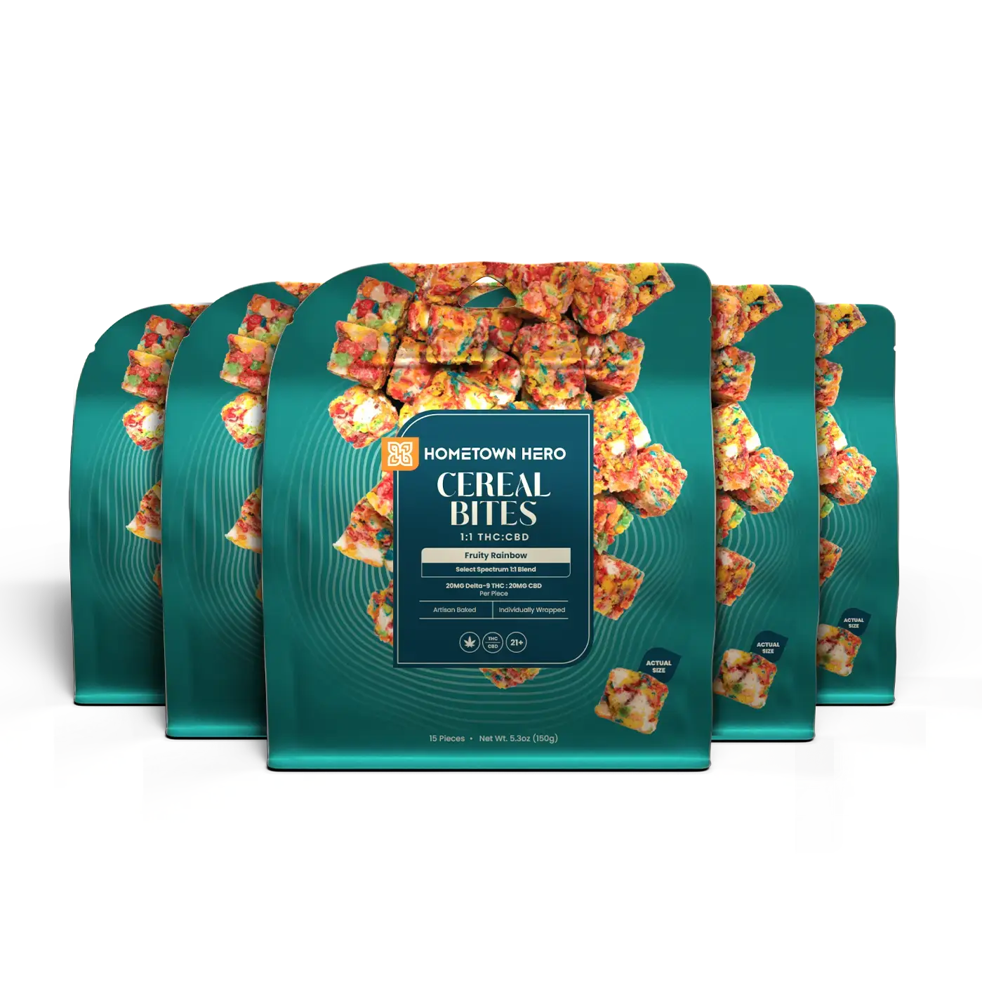 5 packs of fruity rainbow Cereal Bite