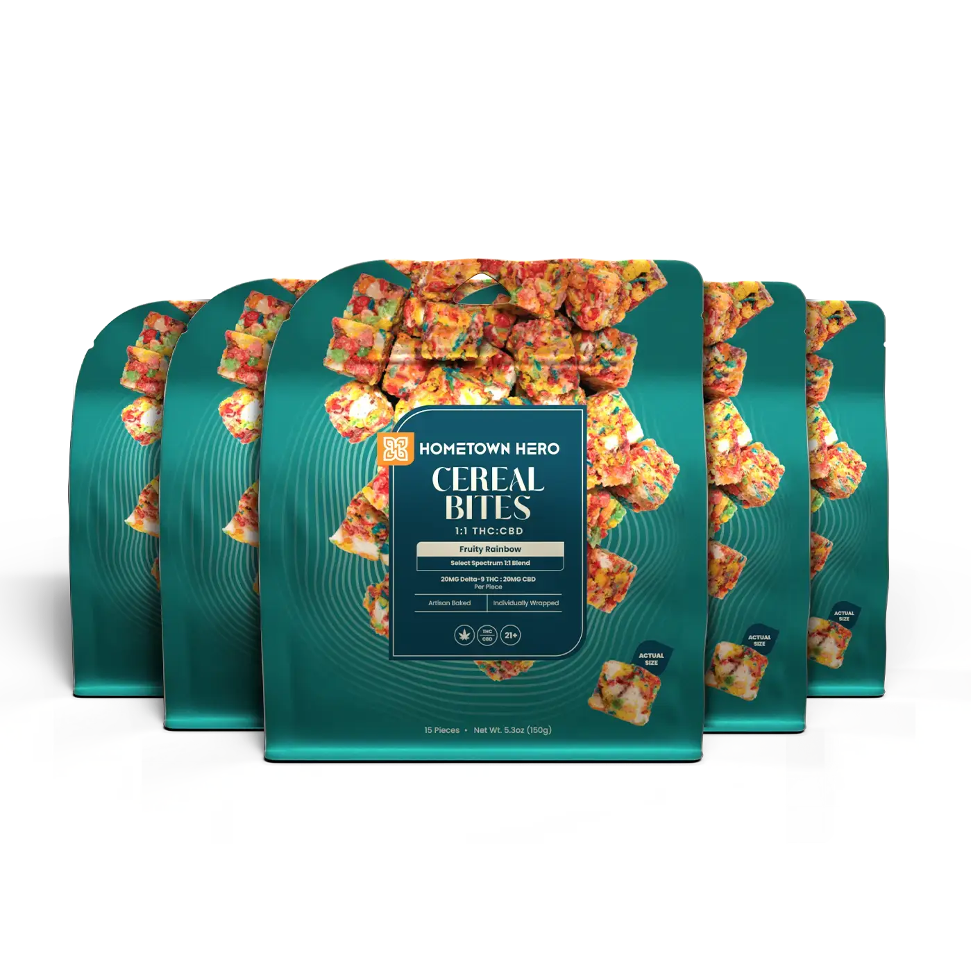 5 packs of fruity rainbow Cereal Bite