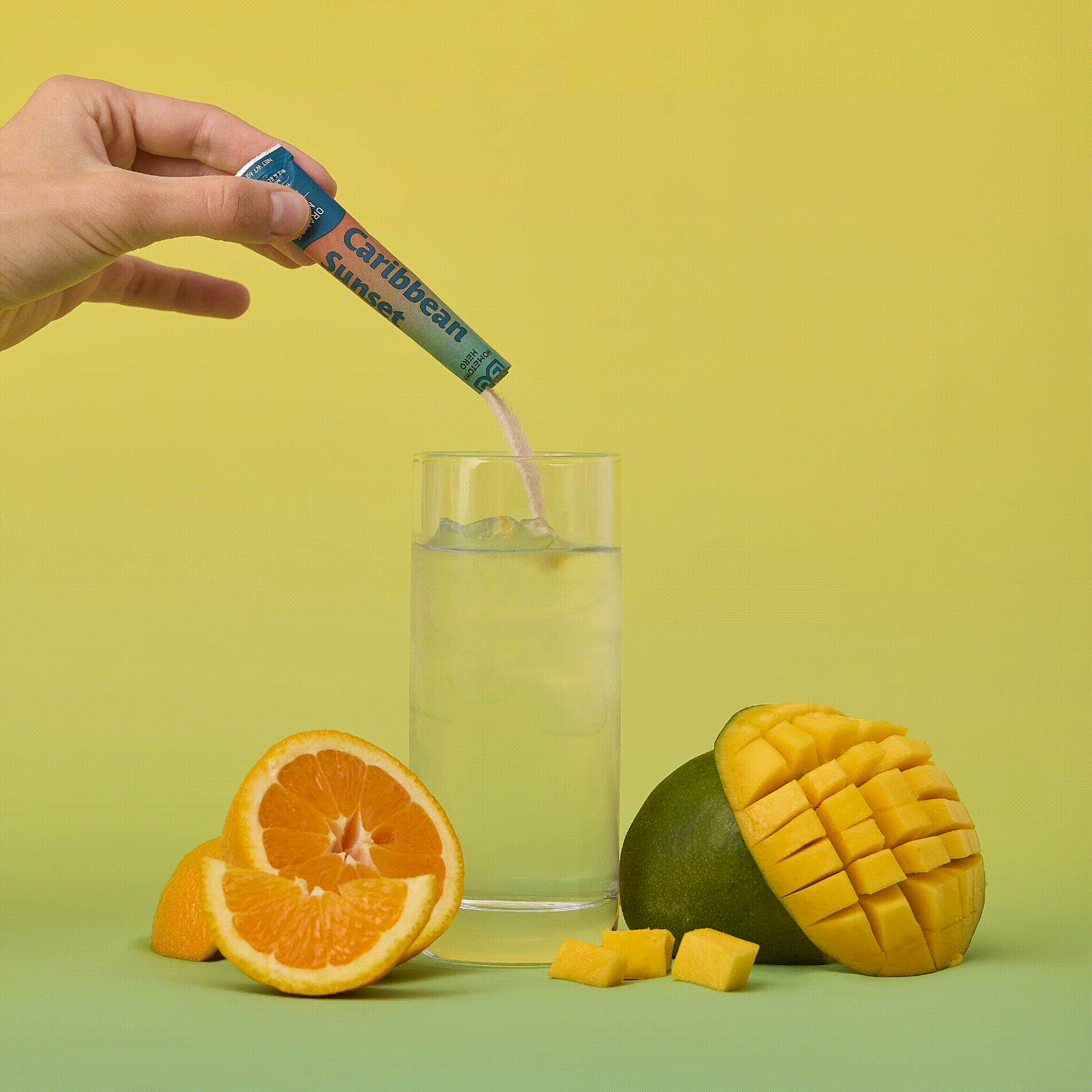 caribbean sunset drink mix pouring