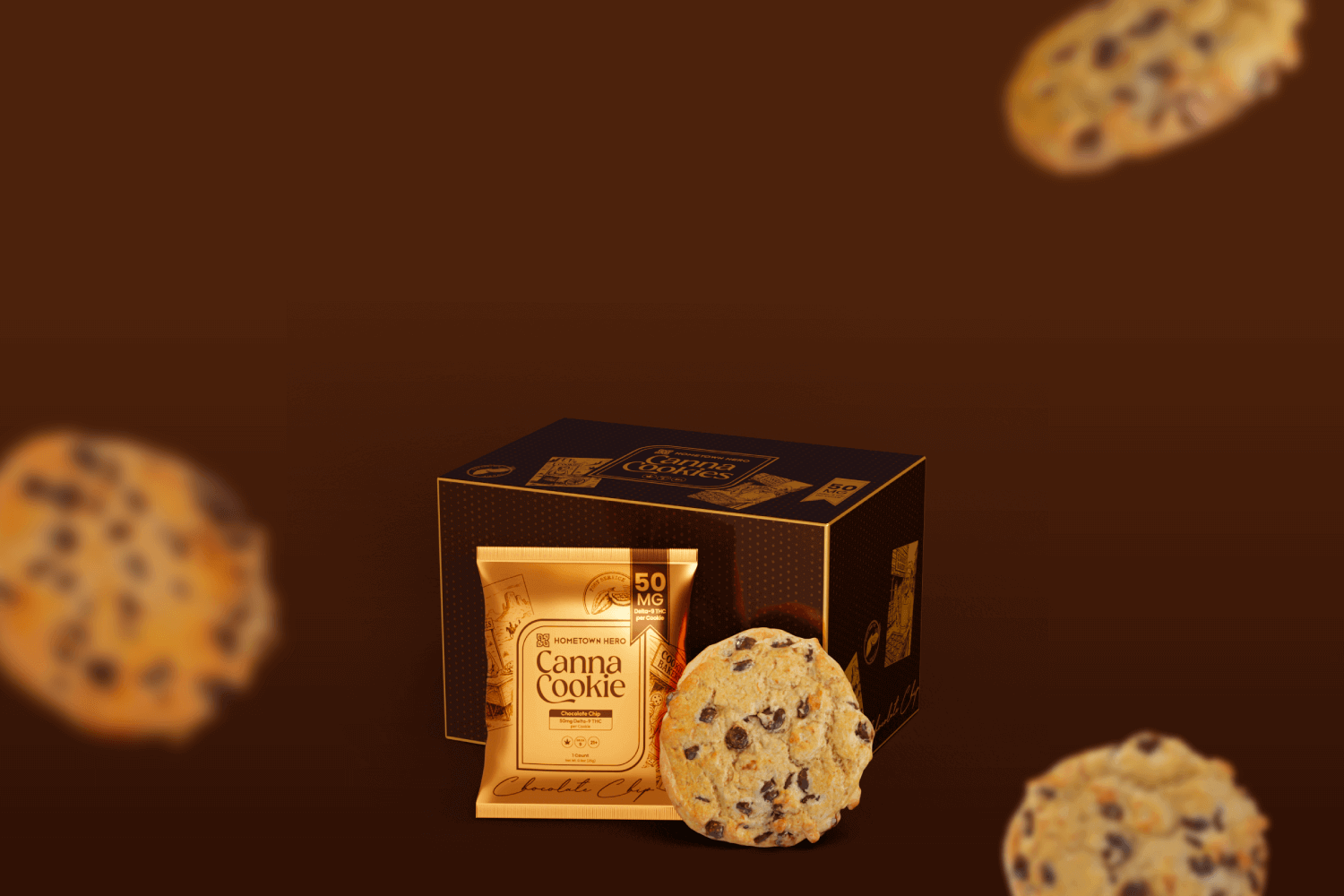 delta 9 cookies on brown background