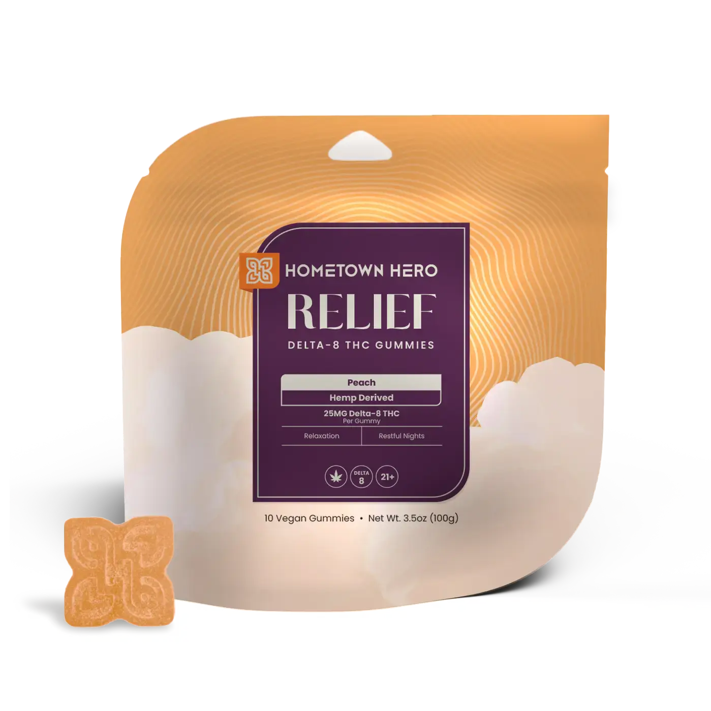Peach Delta-8 THC Gummies 25mg Bag