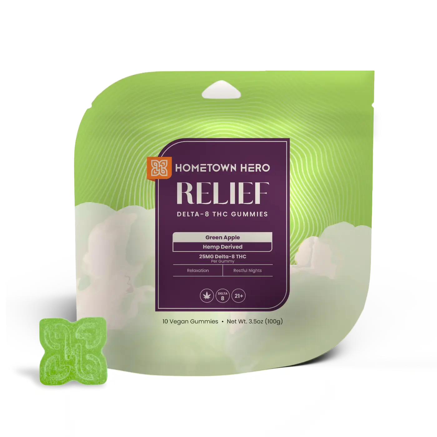 Green Apple Delta-8 THC Gummies 25mg Bag