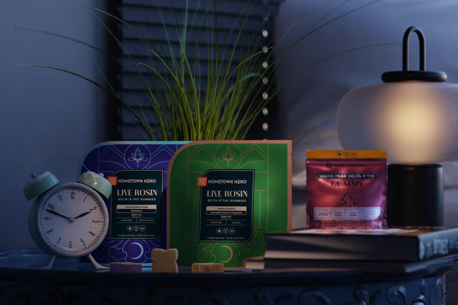 assorted sleep products on a night stand