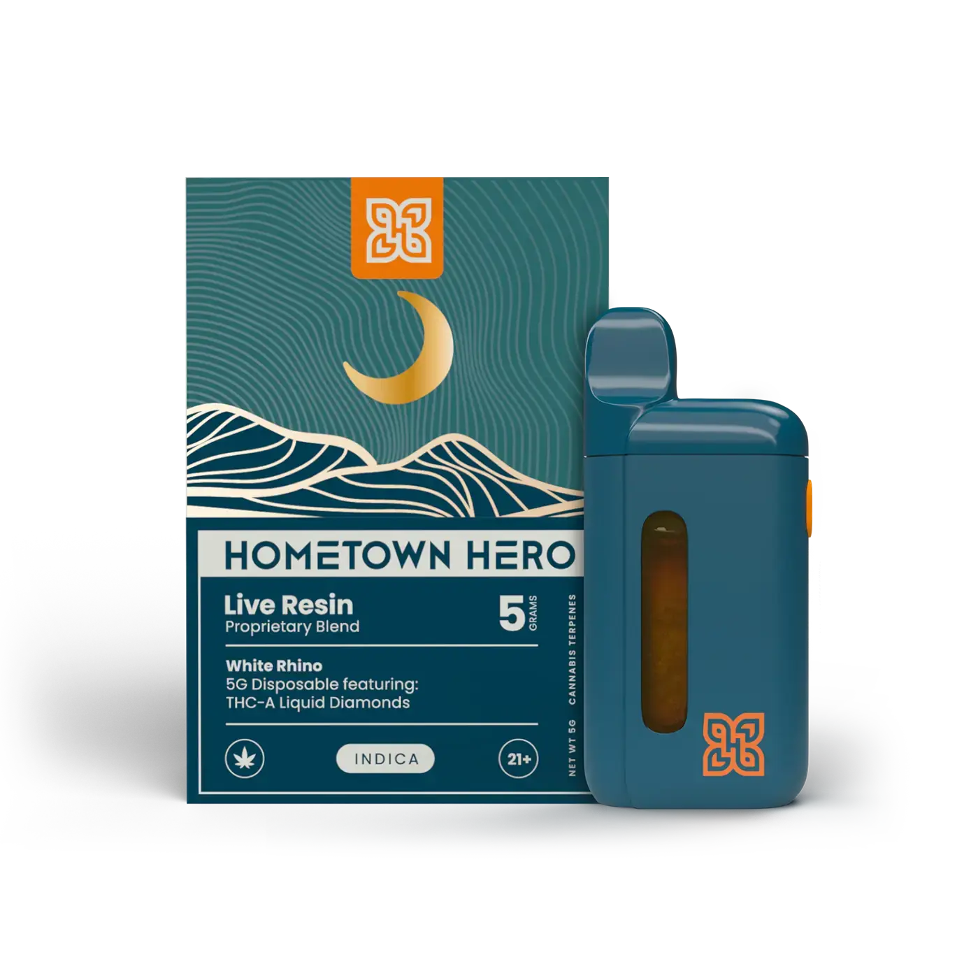 5g Disposable with THC-A Liquid Diamonds and White Rhino Live Resin